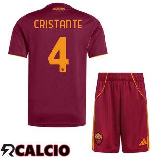Prima Maglia AS Roma (CRISTANTE 4) Bambino Rosso 2025/2026