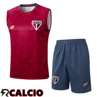 Canotta Allenamento Sao Paulo FC + Pantaloncini Rosso 2025/2026