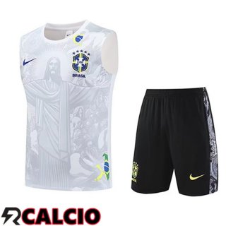 Insieme Training Debardeur Brasile Bambino Bianco Grigio 2025 2026