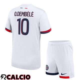 Seconda Maglia Paris PSG (O.Dembélé 10) Bambino Bianco 2024/2025