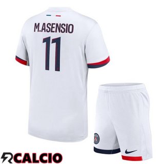 Seconda Maglia Paris PSG (M.Asensio 11) Bambino Bianco 2024/2025