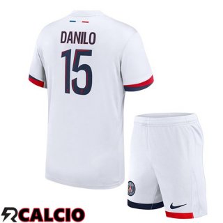 Seconda Maglia Paris PSG (Danilo 15) Bambino Bianco 2024/2025