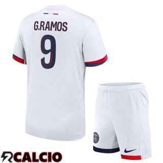 Seconda Maglia Paris PSG (G.Ramos 9) Bambino Bianco 2024/2025