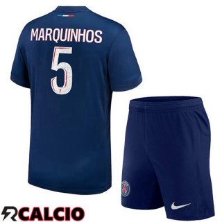 Prima Maglia Paris PSG (Marquinhos 5) Bambino Blu Reale 2024/2025