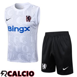 Canotta Allenamento FC Chelsea + Pantaloncini Bianco 2025/2026