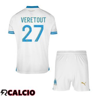 Prima Maglia Marsiglia OM (VERETOUT 27) Bambino Bianco 2023/2024