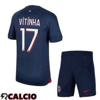 Prima Maglia Paris PSG (Vitinha 17) Bambino Blu Reale 2023/2024