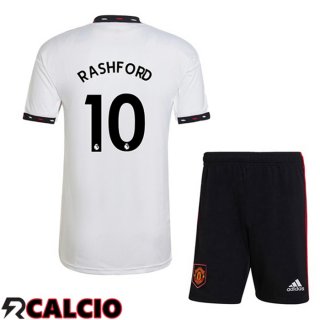Seconda Maglia Manchester United (RASHFORD 10) Bambino Bianco 2022/2023