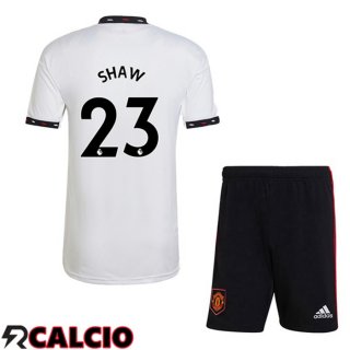 Seconda Maglia Manchester United (SHAW 23) Bambino Bianco 2022/2023