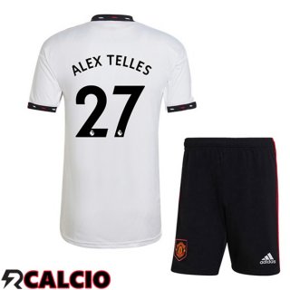 Seconda Maglia Manchester United (ALEX TELLES 27) Bambino Bianco 2022/2023
