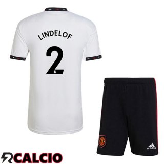 Seconda Maglia Manchester United (LINDELOF 2) Bambino Bianco 2022/2023