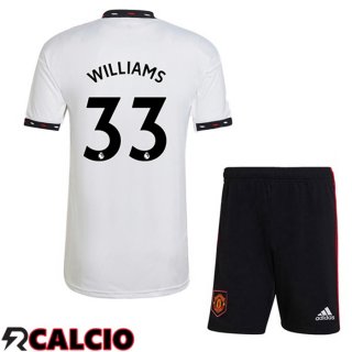 Seconda Maglia Manchester United (WILLIAMS 33) Bambino Bianco 2022/2023