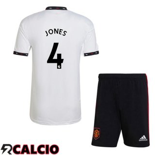 Seconda Maglia Manchester United (JONES 4) Bambino Bianco 2022/2023