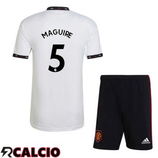 Seconda Maglia Manchester United (MAGUIRE 5) Bambino Bianco 2022/2023