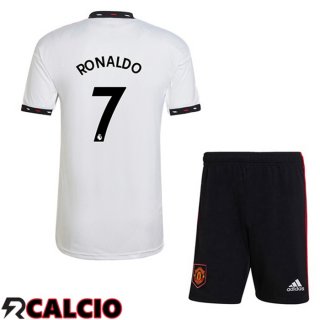 Seconda Maglia Manchester United (RONALDO 7) Bambino Bianco 2022/2023