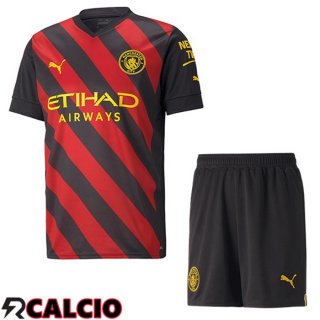 Seconda Maglia Manchester City Bambino Rosso Nero 2022/2023