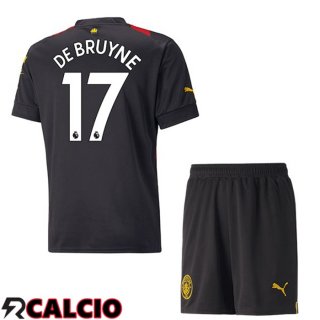 Seconda Maglia Manchester City (Kevin De Bruyne 17) Bambino Rosso Nero 2022/2023