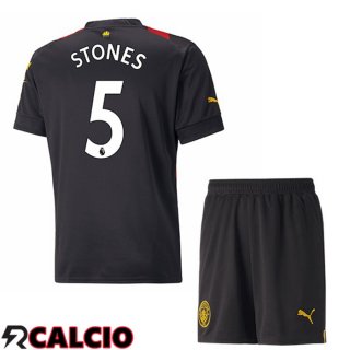Seconda Maglia Manchester City (John Stones 5) Bambino Rosso Nero 2022/2023