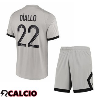 Seconda Maglia Paris PSG (Diallo 22) Bambino Grigio 2022/2023