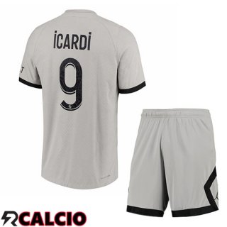 Seconda Maglia Paris PSG (Icardi 9) Bambino Grigio 2022/2023