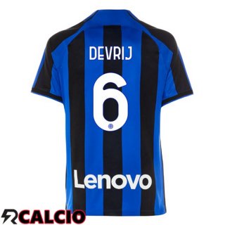 Prima Maglia Inter Milan (DE VRIJ 6) Nero Blu 2022/2023