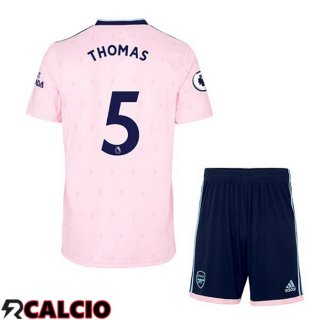 Seconda Maglie Calcio Arsenal (THOMAS 5) Bambino Rosa 2022/2023