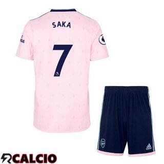 Seconda Maglie Calcio Arsenal (SAKA 7) Bambino Rosa 2022/2023