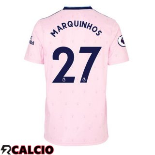 Seconda Maglie Calcio Arsenal (MARQUINHOS 27) Rosa 2022/2023