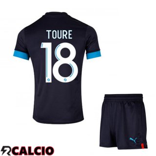 Seconda Maglie Calcio Marsiglia OM (TOURE 18) Bambino Nero 2022/2023