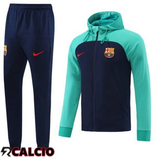 Insieme Giacca Con Cappuccio Tuta FC Barcellona Verde 2022/2023