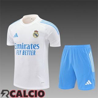 Insieme T Shirt Allenamento Real Madrid Bambino Bianco/Blu 2025/2026 -02