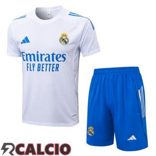 Insieme T Shirt Allenamento Real Madrid + Pantaloncini Bianco 2025/2026