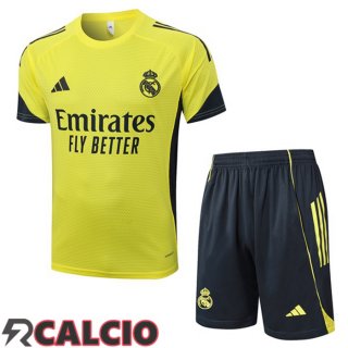 Insieme T Shirt Allenamento Real Madrid + Pantaloncini Giallo 2025/2026