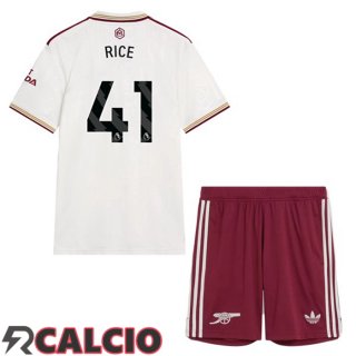 Terza Maglia Arsenal (RICE 41) Bambino Bianco 2025/2026