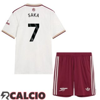 Terza Maglia Arsenal (SAKA 7) Bambino Bianco 2025/2026