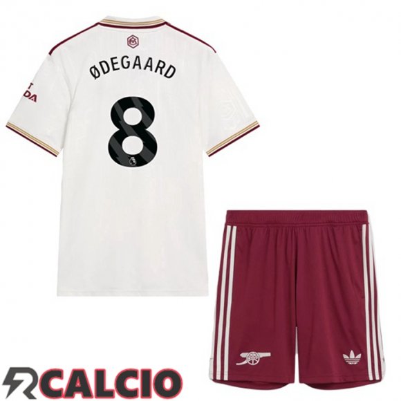Terza Maglia Arsenal (ØDEGAARD 8) Bambino Bianco 2025/2026