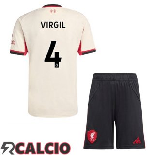Seconda Maglia FC Liverpool (VIRGIL 4) Bambino Giallo 2025/2026