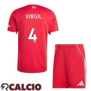 Prima Maglia FC Liverpool (VIRGIL 4) Bambino Rosso 2025/2026