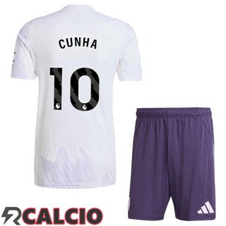 Seconda Maglia Manchester United (CUNHA 10) Bambino Bianco 2025/2026
