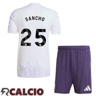 Seconda Maglia Manchester United (SANCHO 25) Bambino Bianco 2025/2026