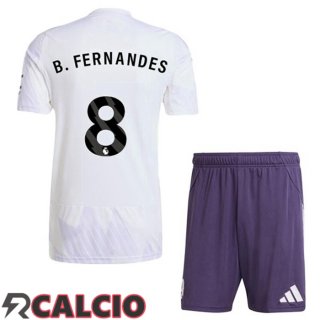 Seconda Maglia Manchester United (B. FERNANDES 8) Bambino Bianco 2025/2026