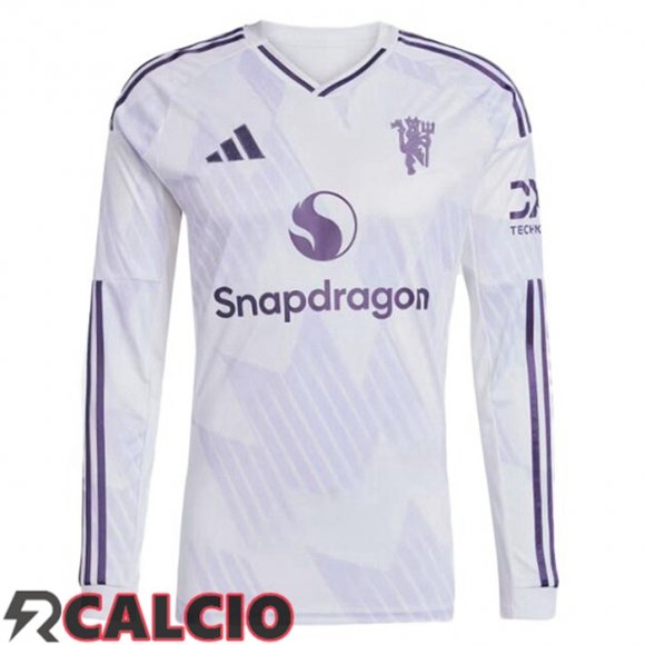 Seconda Maglie Calcio Manchester United Manica Lunga Bianco 2025/2026