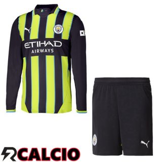 Seconda Maglia Manchester City Bambino Manica Lunga Verde Nero 2024/2025