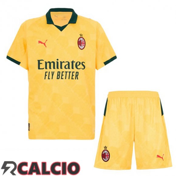 Terza Maglie Calcio AC Milan Bambino Giallo 2025/2026