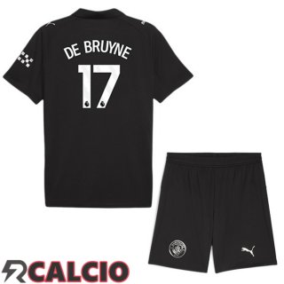 Seconda Maglia Manchester City (Kevin De Bruyne 17) Bambino Nero 2025/2026