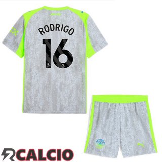 Terza Maglia Manchester City (Rodrigo 16) Bambino Grigio Verde 2025/2026