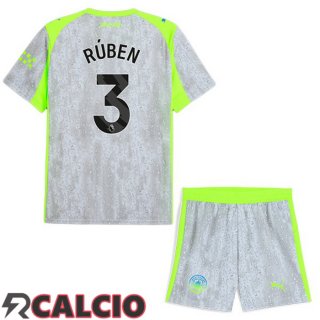 Terza Maglia Manchester City (Ruben Dias 3) Bambino Grigio Verde 2025/2026