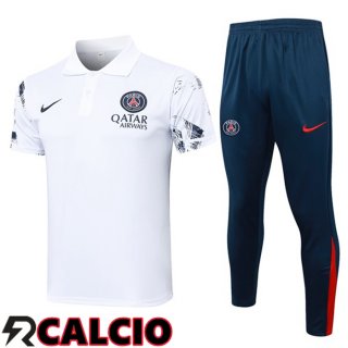 Insieme Polo Paris PSG + Pantaloni Bianco 2024/2025