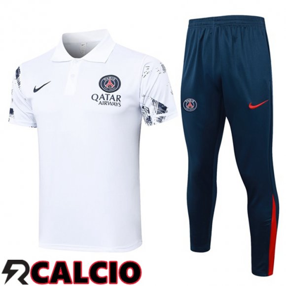 Insieme Polo Paris PSG + Pantaloni Bianco 2024/2025