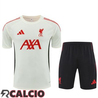 Insieme T Shirt Allenamento FC Liverpool + Pantaloncini Bianco 2025/2026